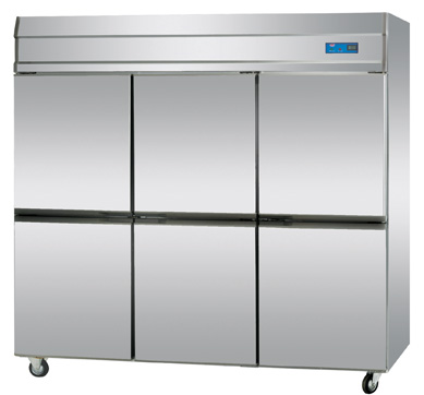 6-Half door freezer stainless steel refrigerator static cooling chiller vertical cooler upright fridge