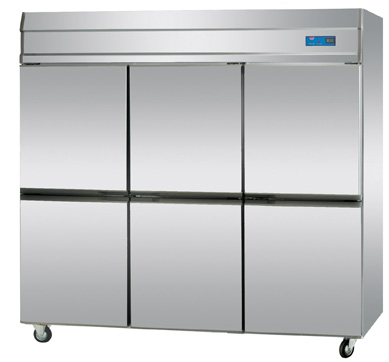 6-Half door stainless refrigerator vertical chiller upright fridge commercial cooler