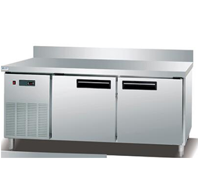 2-solid door commercial refrigerated undercounter chiller workbench refrigerator tabletop cooler with splashback fridge