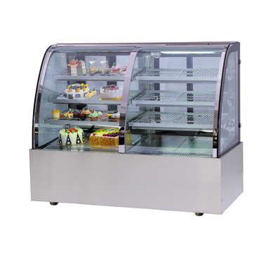 hot and cold pastry showcase curved cake showcase chiller dual temperature cake counter display