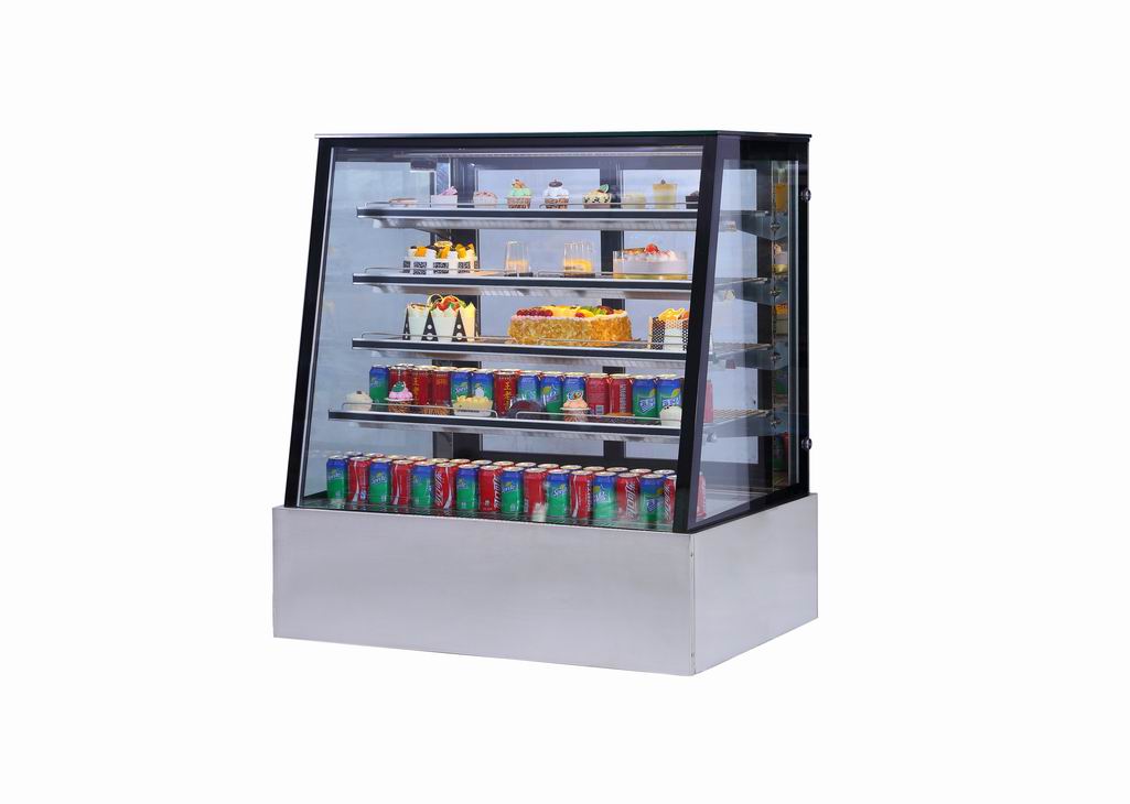 confectionery counter display trapezoid pastry counter cooler trapezoid cake showcase chiller