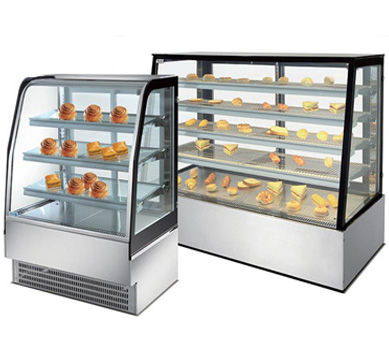 curved or trapezoid cake bakery showcase refrigeration