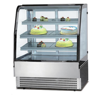 900mm cold curved cake showcase with nose